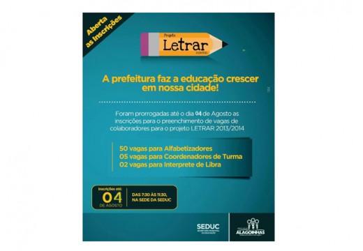 Seguem abertas as inscrições do Letrar