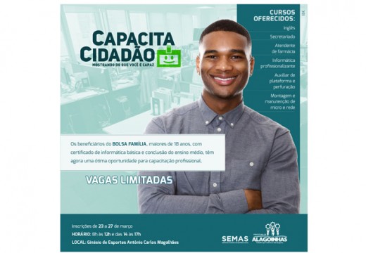 Aulas do Capacita Cidadão começam na segunda-feira, 13