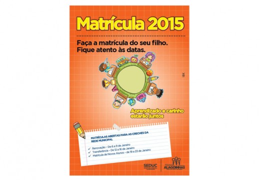 Matrículas para alunos novos começam na segunda-feira, 19
