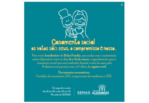 SEMAS mantém cadastros para Casamento Social