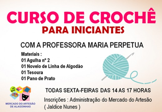 Crochê é tema de próxima oficina no Mercado do Artesão