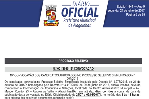 Prefeitura convoca candidatos aprovados em processo seletivo da SESAU