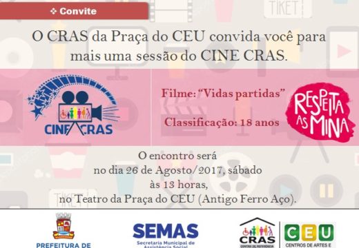 Cine CRAS exibe filme sobre violência doméstica na Praça do CEU