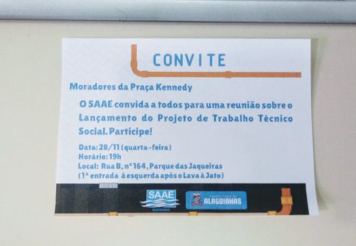 PAC 1: SAAE convida moradores da Praça Kennedy para lançamento de Projeto Técnico Social