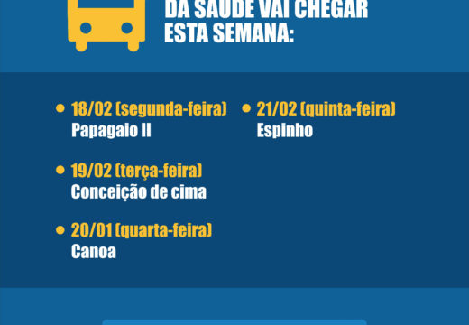 Confira o itinerário da unidade móvel de saúde para esta semana