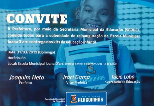 Prefeitura reinaugura mais uma escola completamente requalificada neste domingo (31)