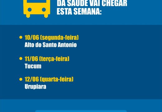 Unidade Móvel de Saúde leva atendimento às localidades de difícil acesso; confira o cronograma para esta semana: