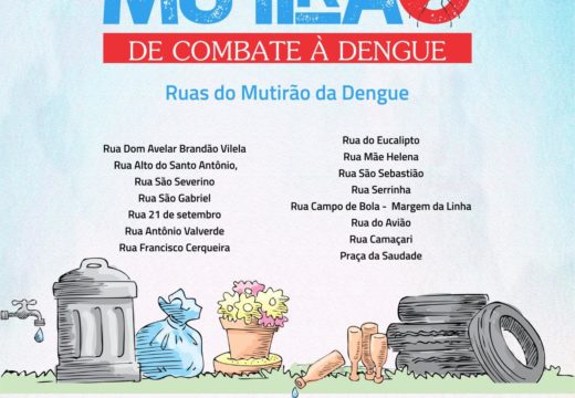 Acompanhe as ruas que contarão com o Mutirão da Dengue neste domingo (15)