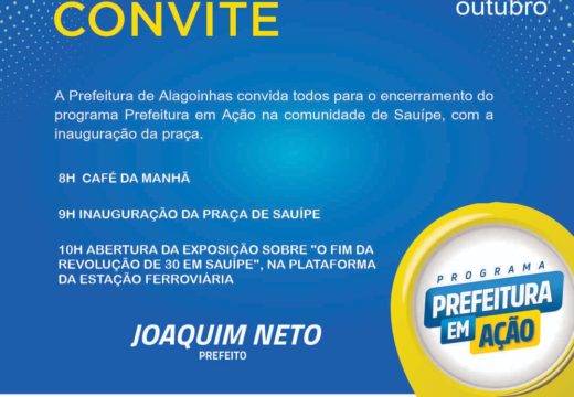 Prefeitura inaugura praça na comunidade de Sauípe neste domingo (20)