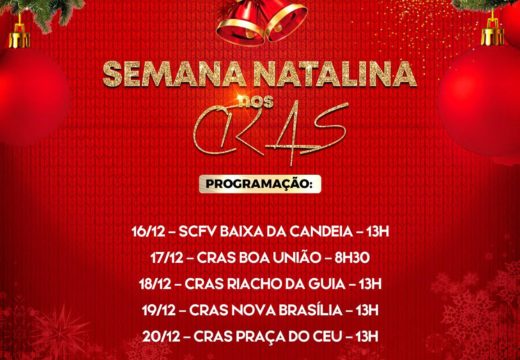 Programação de Natal dos CRAS começa nesta segunda-feira (16)