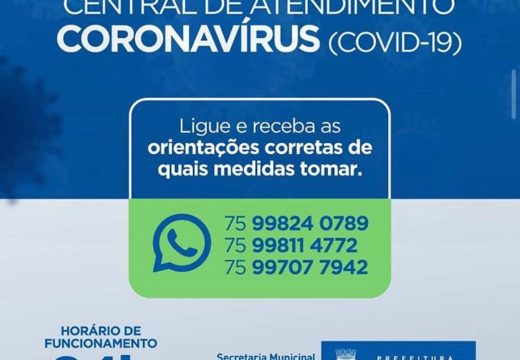 Central de Atendimento COVID-19: por meio de contatos disponibilizados ao público, profissionais de saúde orientam a população