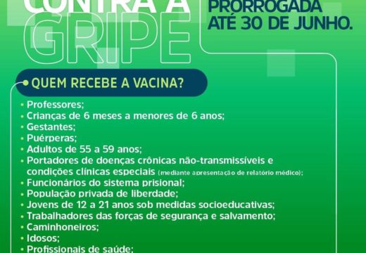 Vacinação contra a gripe segue até o dia 30 de junho