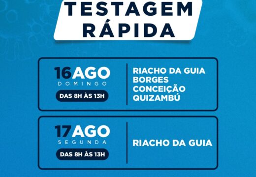 Equipes de saúde realizam testagem COVID-19 em Riacho da Guia e nos povoados Borges, Conceição e Quizambú; confira