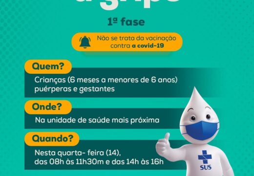 Vacinação contra a gripe é realizada nas Unidades de Saúde da Família e Central de Imunização