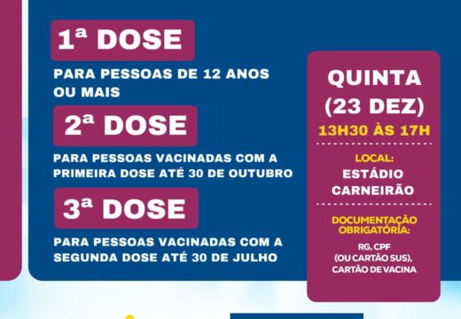 Mutirão promove vacinação da Pfizer nesta quinta-feira (23)