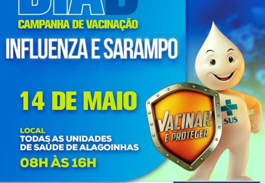 Dia D da vacinação contra Gripe Influenza e Sarampo acontece 14 de maio