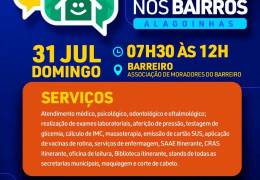 Domingo (31) tem Ouvidoria nos Bairros com serviços gratuitos para os moradores do Barreiro