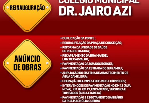 Nesta segunda (01), Prefeitura vai reinaugurar escola e anunciar novas obras no Riacho da Guia
