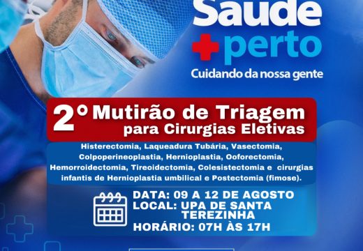 Segundo Mutirão de triagem para cirurgias eletivas começa nesta terça-feira, 09 de agosto