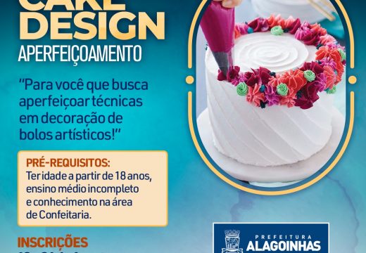 Abertas as inscrições para o Curso de Cake Design – Aperfeiçoamento, oferecido pela Prefeitura de Alagoinhas