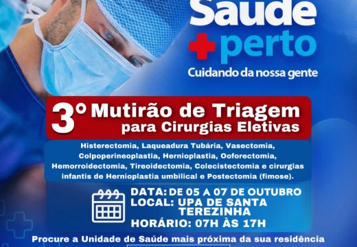 Terceiro Mutirão de triagem para cirurgias eletivas começa nesta quarta-feira, 05 de outubro