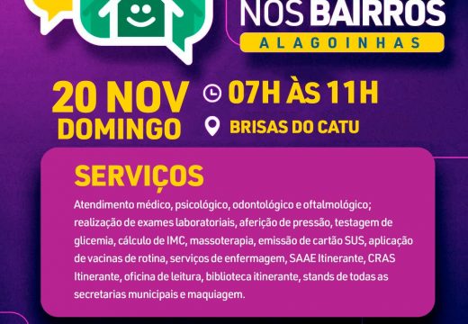 Domingo (20) tem Ouvidoria nos Bairros com serviços gratuitos para os moradores do Brisas do Catu