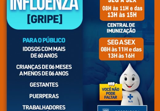 Alagoinhas inicia vacinação contra Gripe Influenza na próxima segunda (10)