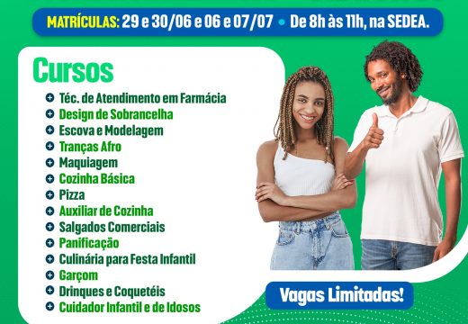 Prefeitura de Alagoinhas oferta 16 cursos profissionalizantes gratuitos para a comunidade
