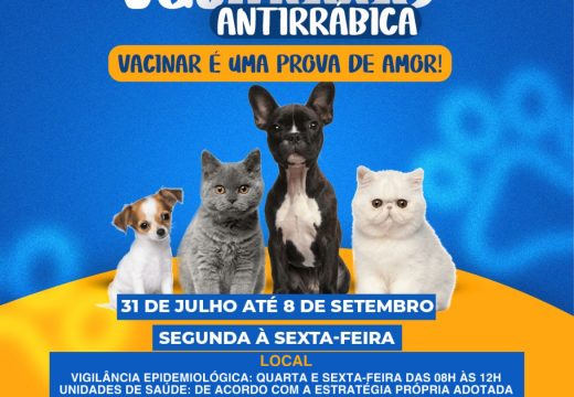 Campanha de vacinação antirrábica inicia dia 31 de julho em Alagoinhas