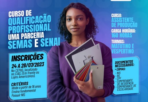 Inscrições abertas para curso gratuito de qualificação profissional: Assistente de Produção