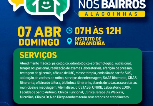 Ouvidoria nos Bairros: Narandiba recebe serviços gratuitos para os moradores no domingo, 07 de abril