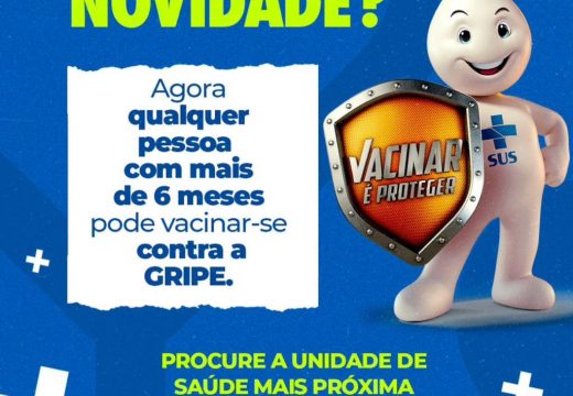 Vacina contra a gripe liberada para toda a população maior de 06 meses de idade em Alagoinhas