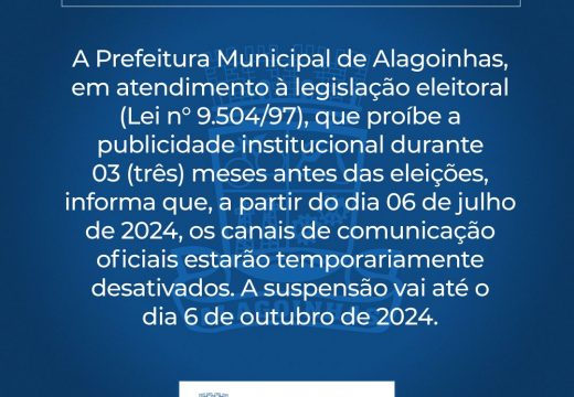 Publicidades institucionais estarão temporariamente desativadas