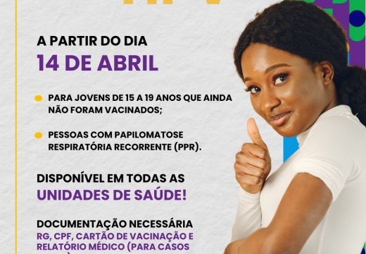 Esquema de vacinação de adolescentes contra HPV será iniciado na próxima segunda-feira, 14