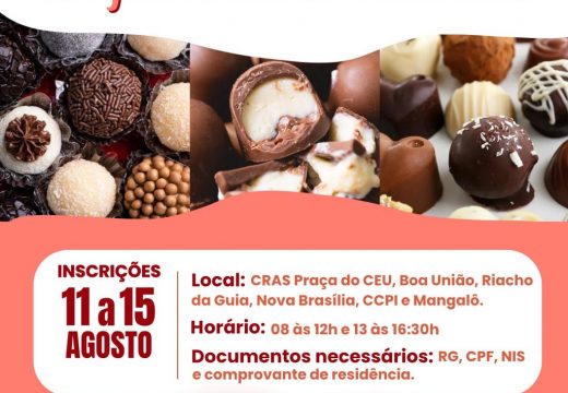 Inscrições para Oficina de Geração de Renda Trufas e Doces Gourmet começam nesta segunda, 11