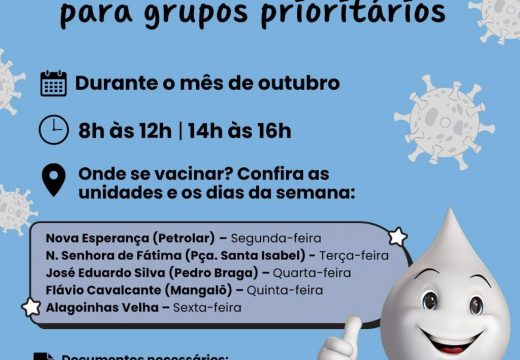 Alagoinhas disponibiliza vacina contra COVID-19 para grupos prioritários em outubro